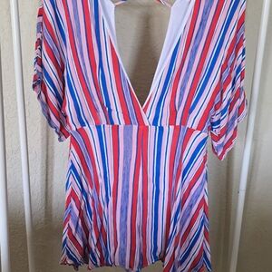 Striped V-Neck Women Top